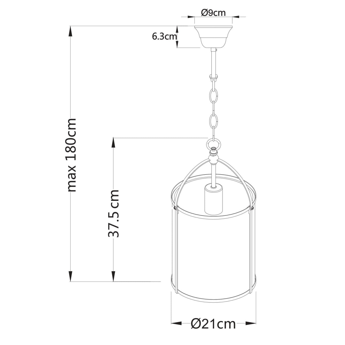 MDA Isabella glass lantern pendant, lit
