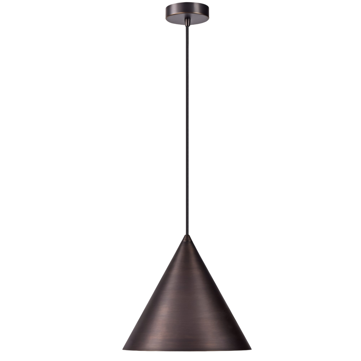 MDA Coda brass cone pendant, side view