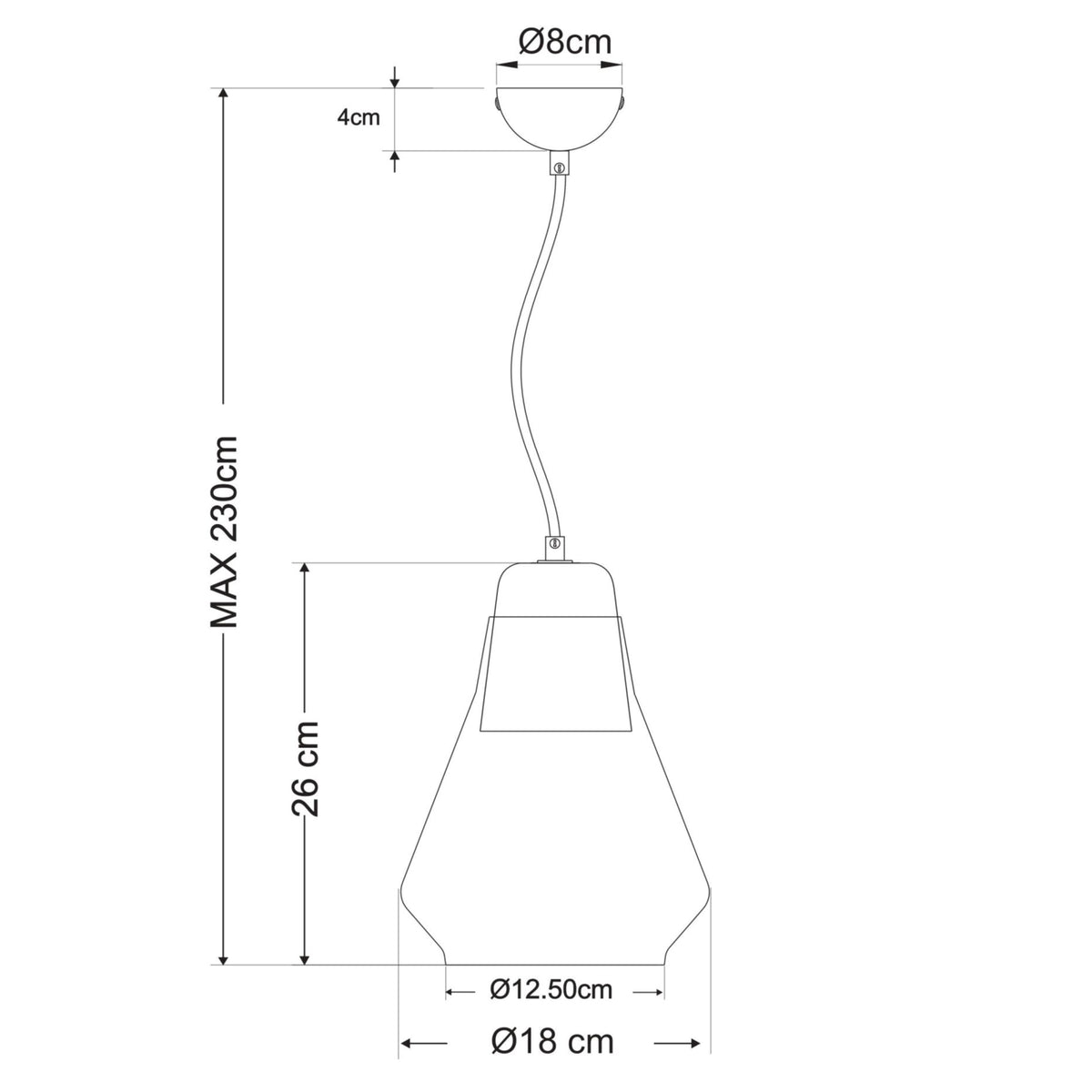 MDA Ellise glass pendant, lit