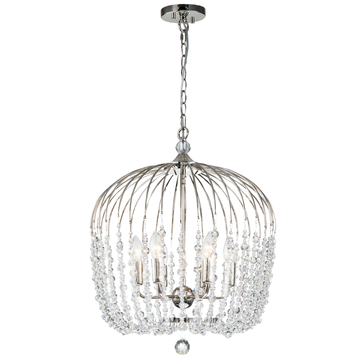 MDA Evelyn crystal bead chandelier, lit