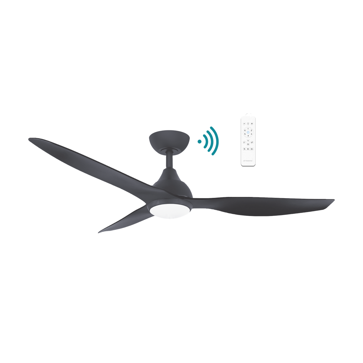 Martec Avoca 52 inch DC ceiling fan with LED light in matt black