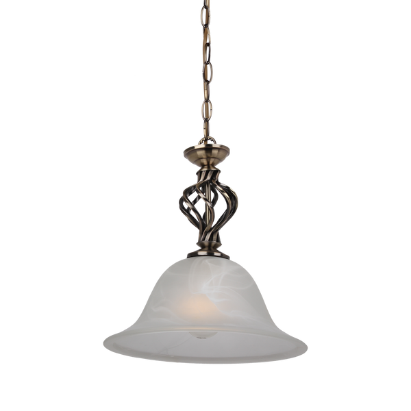 MDA Geneva chandelier, 1 light, in antique brass