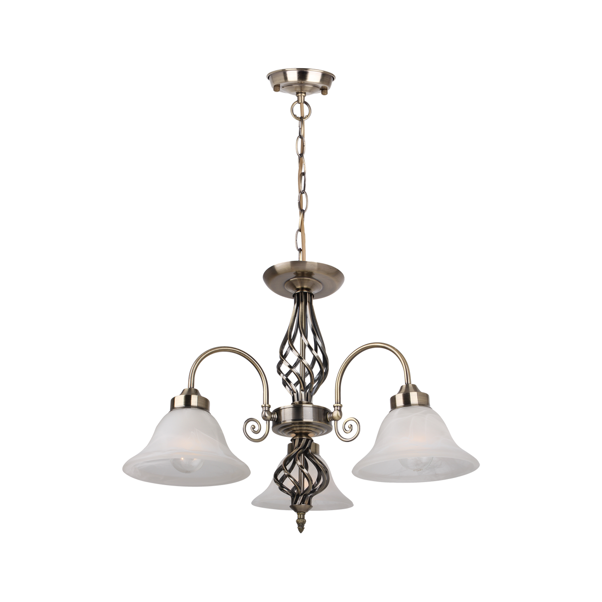 MDA Geneva chandelier, 3 light, in antique brass