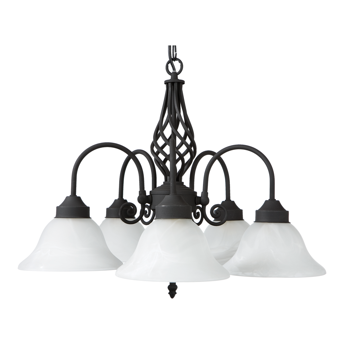 MDA Geneva chandelier, 5 light, in black