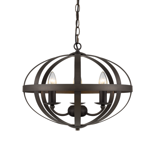 MDA Lincon iron chandelier, small, 3 bulb