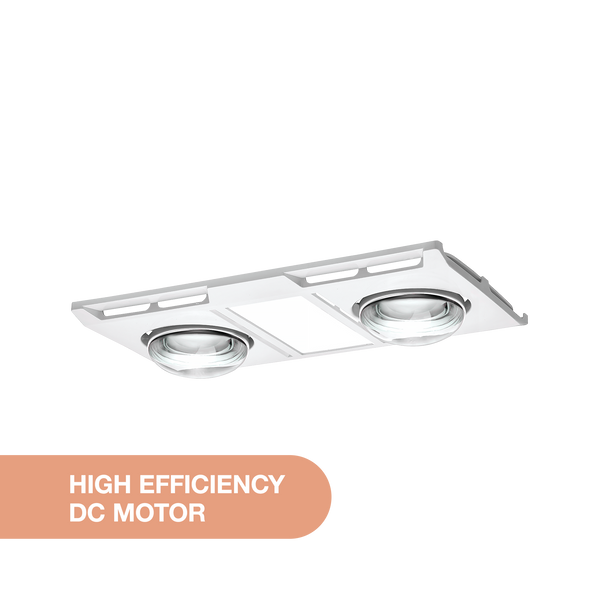 Martec Profile Panel 2 3-in-1 bathroom heater with 2 heat lamps, MBHN2LW