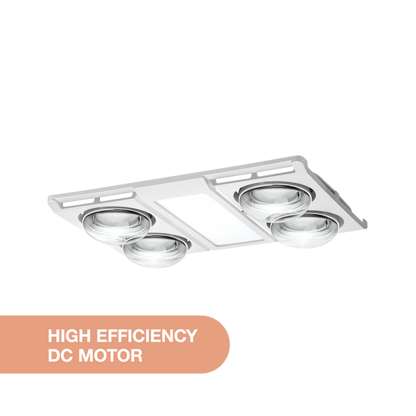 Martec Profile Panel 4 3-in-1 bathroom heater with 4 heat lamps, MBHN4LW